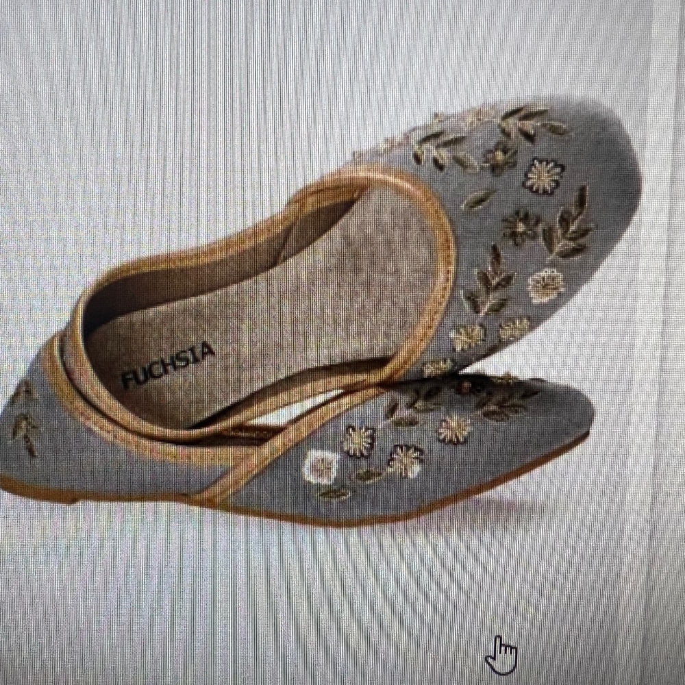 New Fuchsia Nawal Ballet Flats Grey Embroidered 7